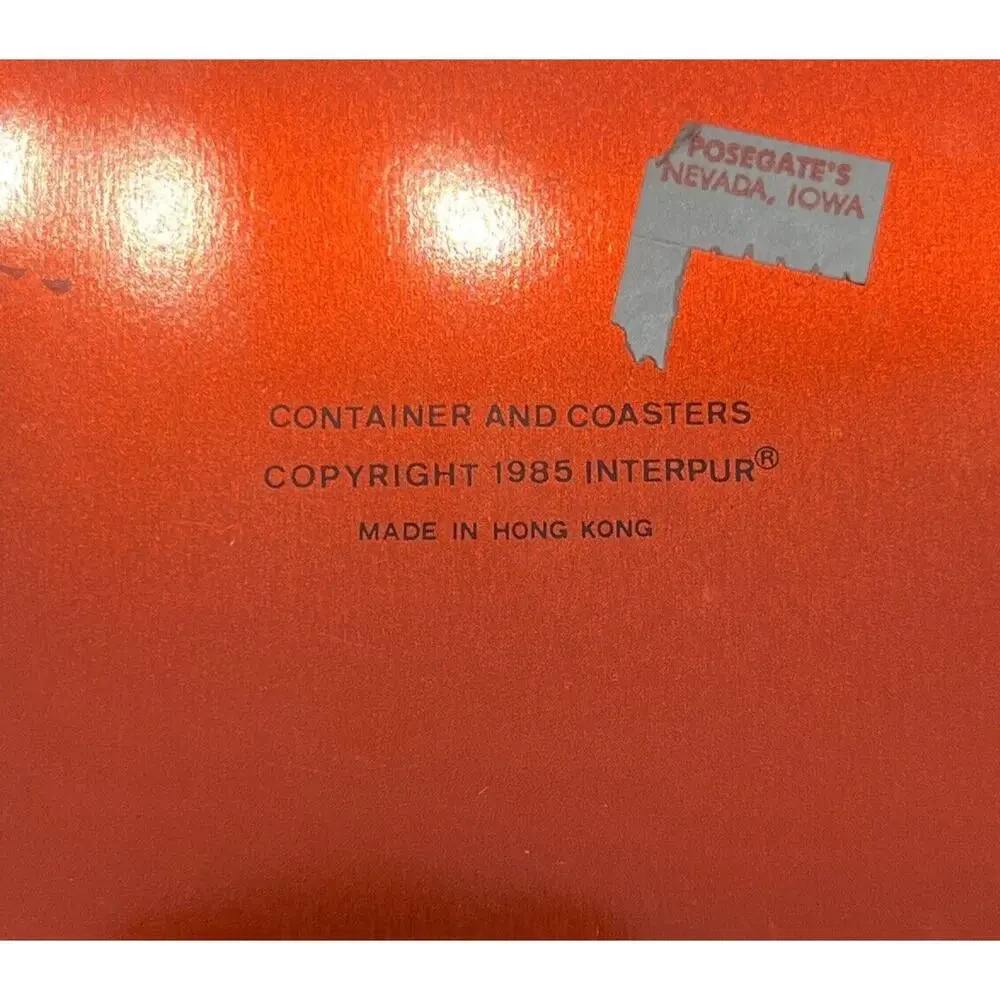 Vintage 1985 INTERPUR® Christmas Paper Coasters Doily Tin Container Box Candles